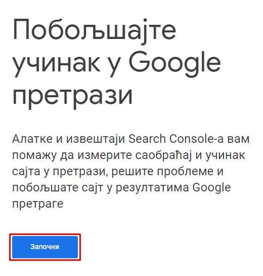 Google Search Console registracija Google Search Console registracija