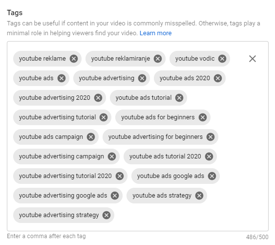 YouTube tagovi YouTube tagovi