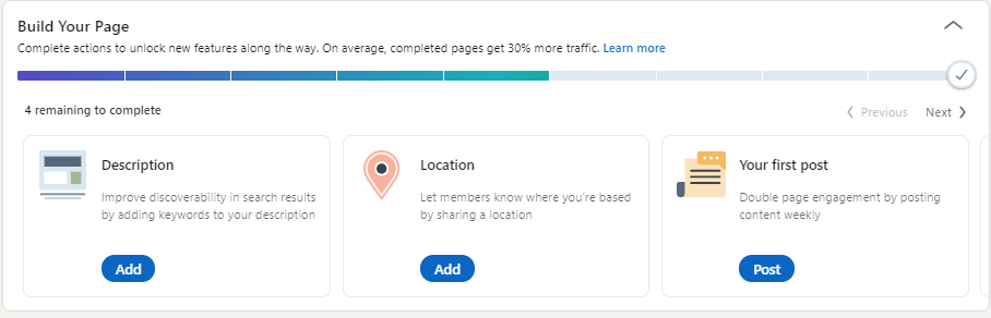 Kreiranje LinkedIn stranice peti korak Kreiranje LinkedIn stranice peti korak