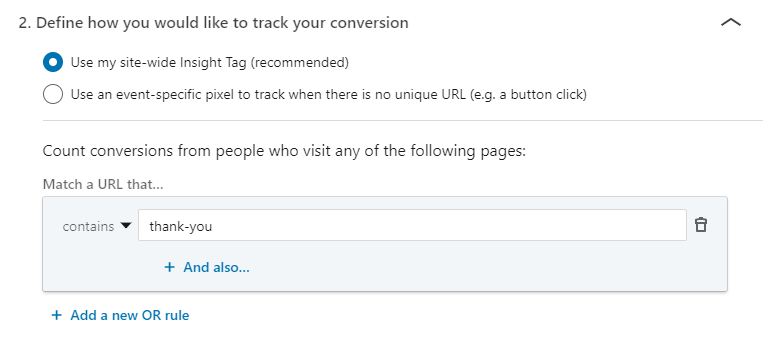 Podešavanje konverzija site wide insight tag Podešavanje konverzija site wide insight tag
