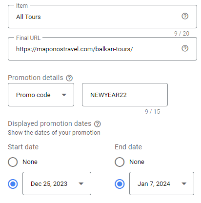 Postavljanje Promotions ekstenzije drugi korak Postavljanje Promotions ekstenzije drugi korak