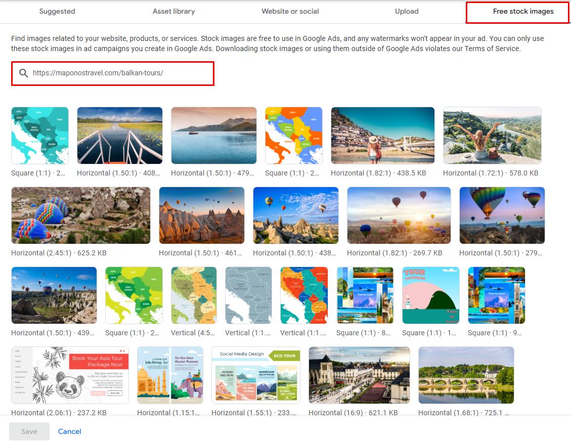 Dodavanje slika Free stock images tab Dodavanje slika Free stock images tab