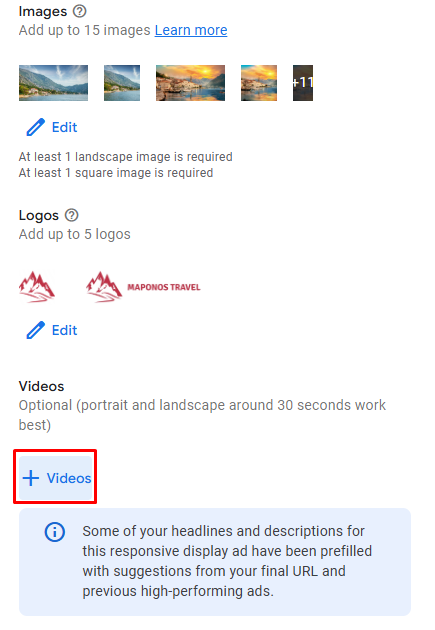 Dodavanje video kreative prvi korak Dodavanje video kreative prvi korak