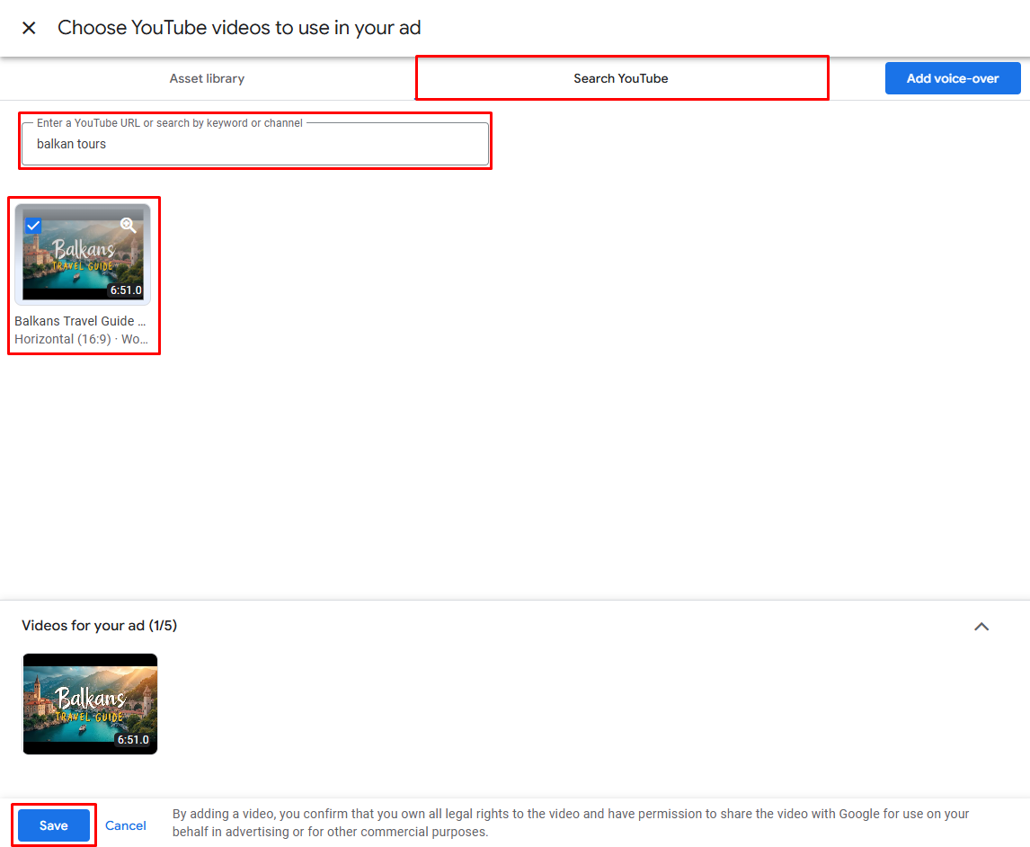 Dodavanje video kreative treći korak Dodavanje video kreative treći korak