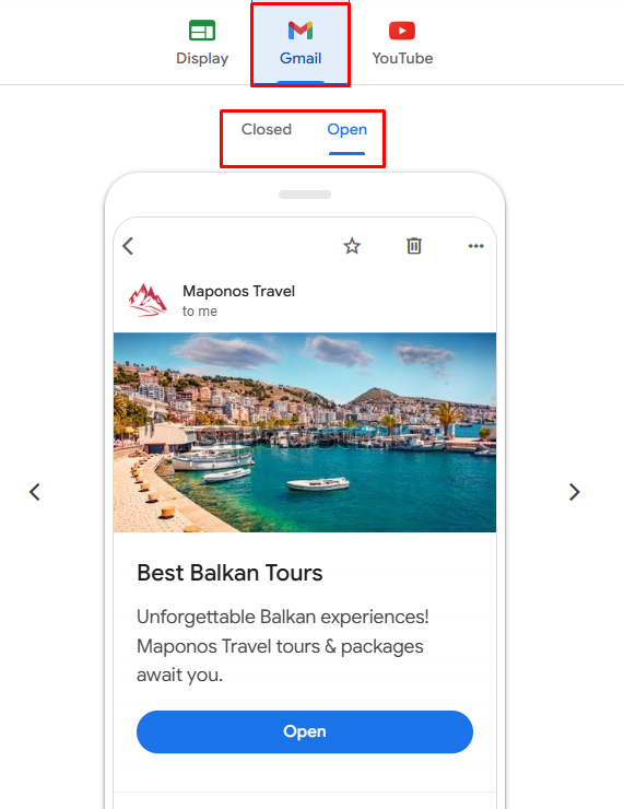 Google Display reklama primjer Gmail placementa Google Display reklama primjer Gmail placementa