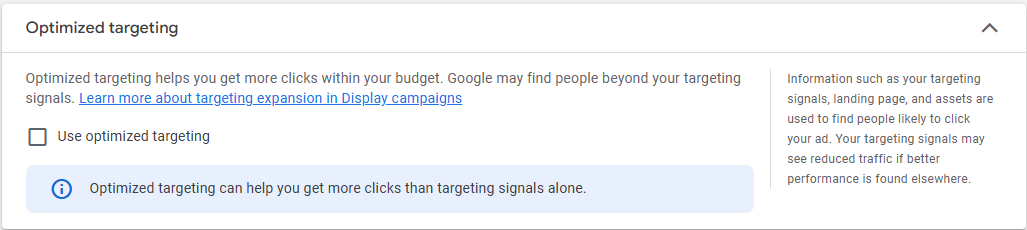 Isključivanje optimizovanog targetiranja Isključivanje optimizovanog targetiranja
